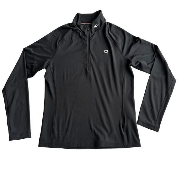 Kjus Second Skin Seamless 1/4 Zip Base Layer Embroidered Black Pullover Shirt M - Picture 1 of 10